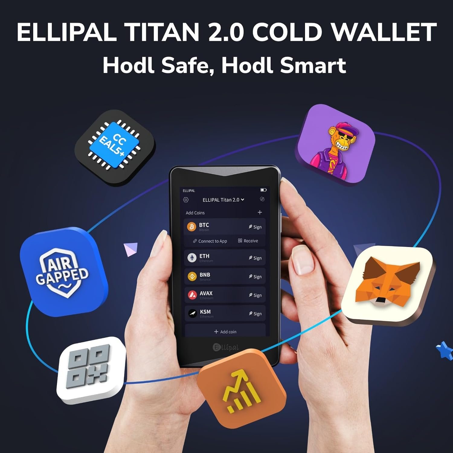 ELLIPAL Titan 2.0 Crypto Cold Wallet, 100% Offline, Air-gapped - Secure Wallet for 10000+ Coins & Tokens & NFTs - Image 2
